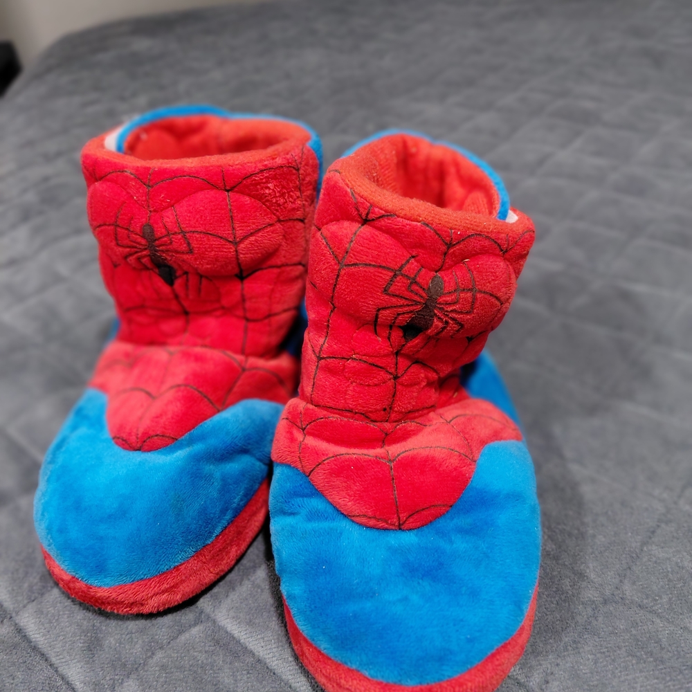 Spider-Man Inspired Kids Plush Slippers - Red & Blue